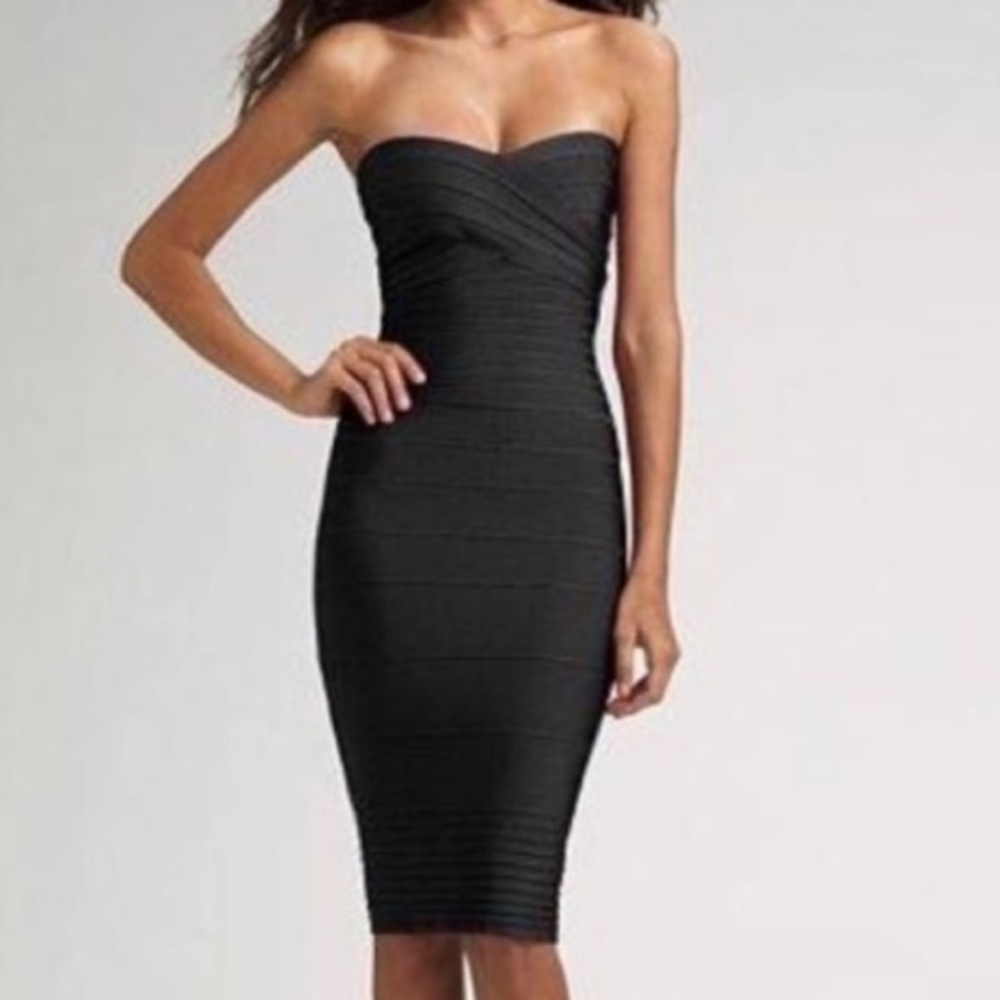 Herve Leger Black Strapless Dress